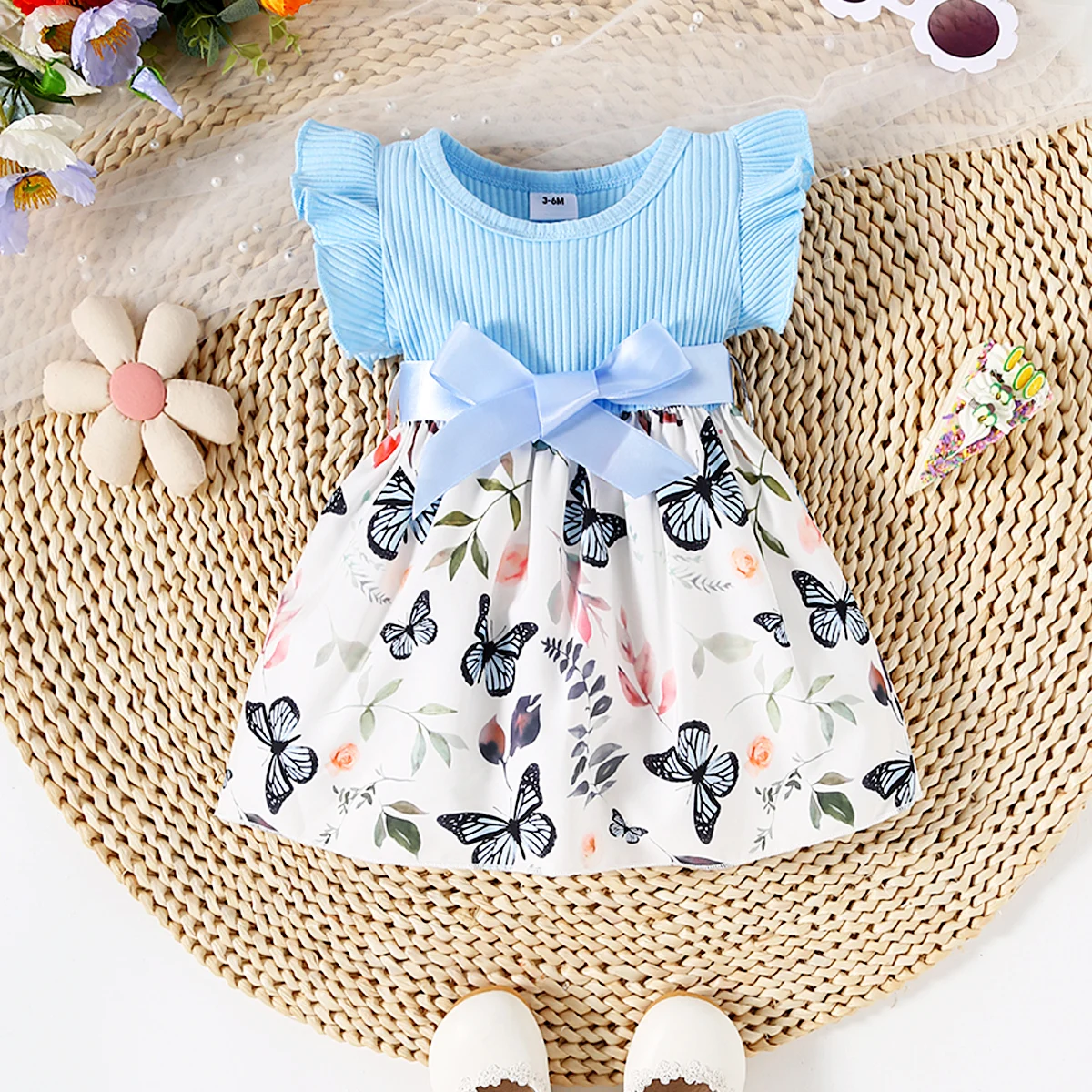 Butterfly Print Ruffle Dress Set 2