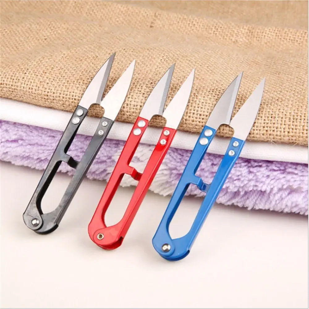 1pcs High high quality carbon steel Shear Fish line scissors 15g/10.5cm  U-shaped fishing line scissors sewing fishing pliers 5