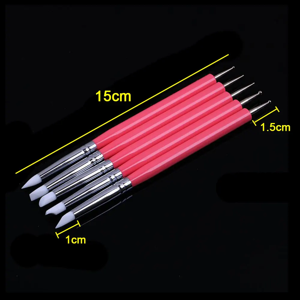 For Fun Two Head Dotting Tools Acrylic Sculpting Polymer Soft Pottery Clay Tool Silicone Head Art Embossing Shaper Tool 5Pcs/Set