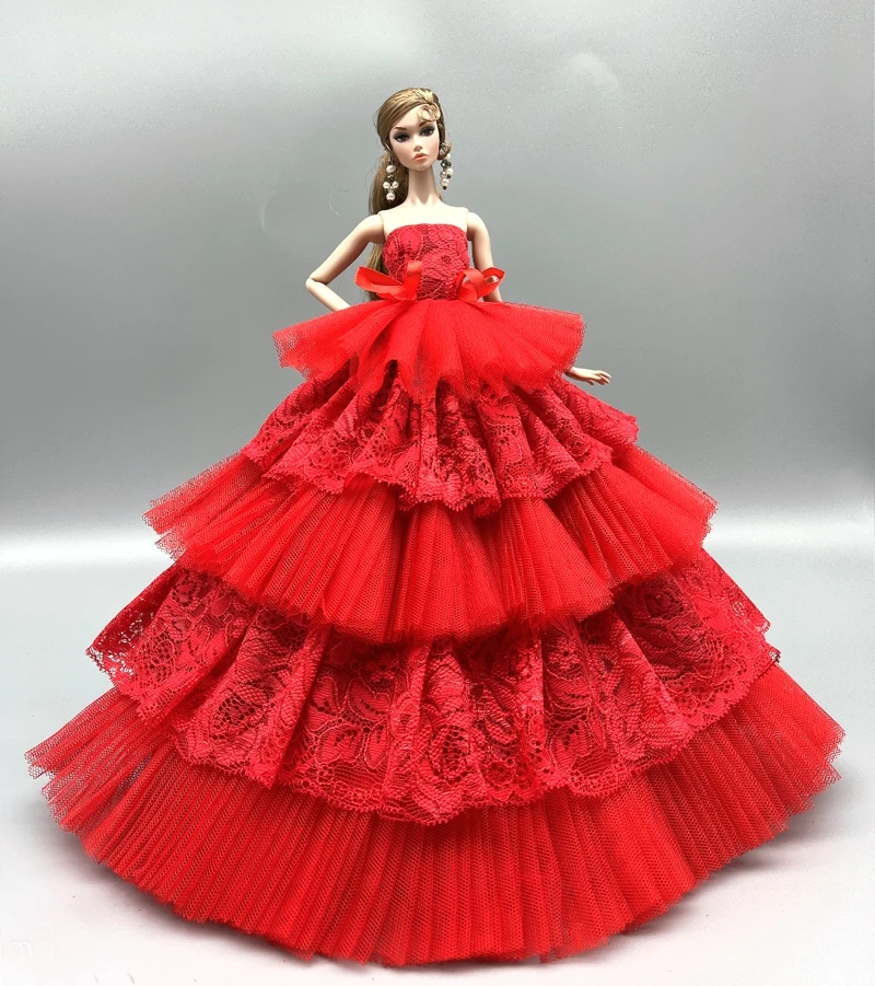

NK 1 Set Red Evening Wedding Dress for Barbie Doll Princess Outfit Party Clothes for 1/6 FR BJD Doll Acccessories Toys