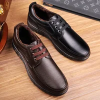 Hot Sale Soft Sole Lace-up Luxury Brand Middle-aged Old Man Dad Lightweight Loafers Shoes Men Genuine Leather Casual Shoes 2