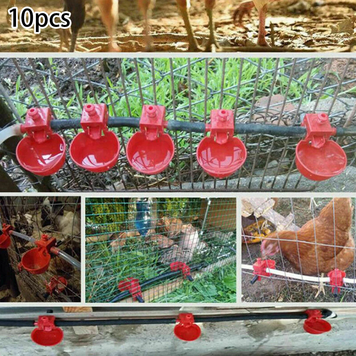 Poultry Drinking Cup Chicken Hen Plastic Automatic Waterer For 9.5 Mm Pipe Diameter Commercial Chicken And Poultry Farms 10PCS