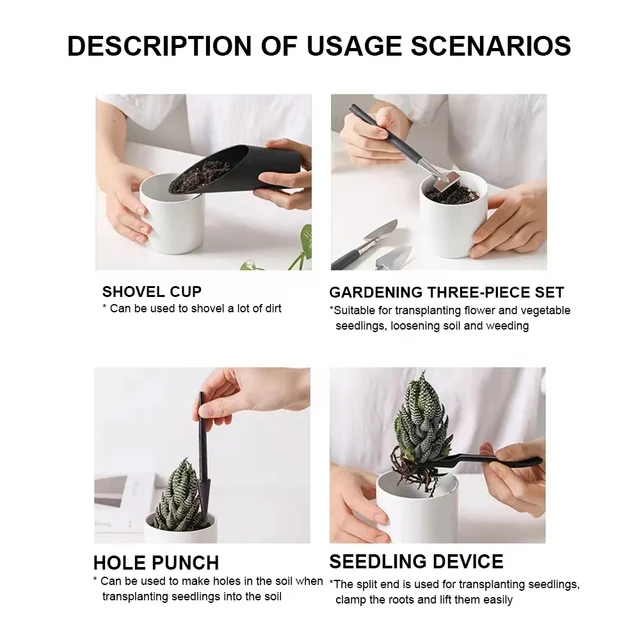 5/8/13/15/16pcs Garden Planter Kit Succulent Plants Tools Set Indoor Bonsai Miniature Transplant Seedling Tool 4