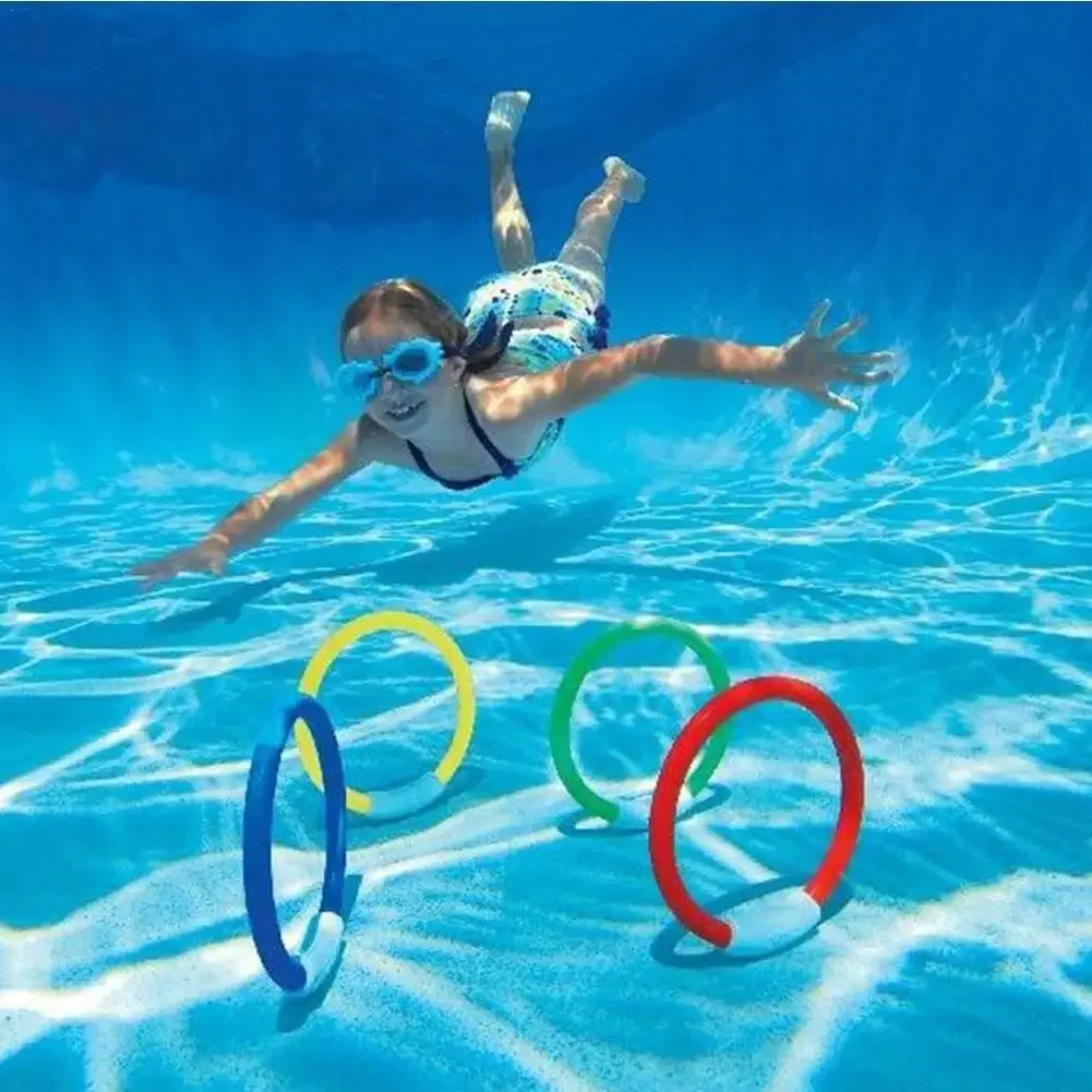 Pool Sinking Toy 4pcs Diving Rings Underwater Swimming Rings Sinking Pool Toy For Kid Children Swimming Diving Ring