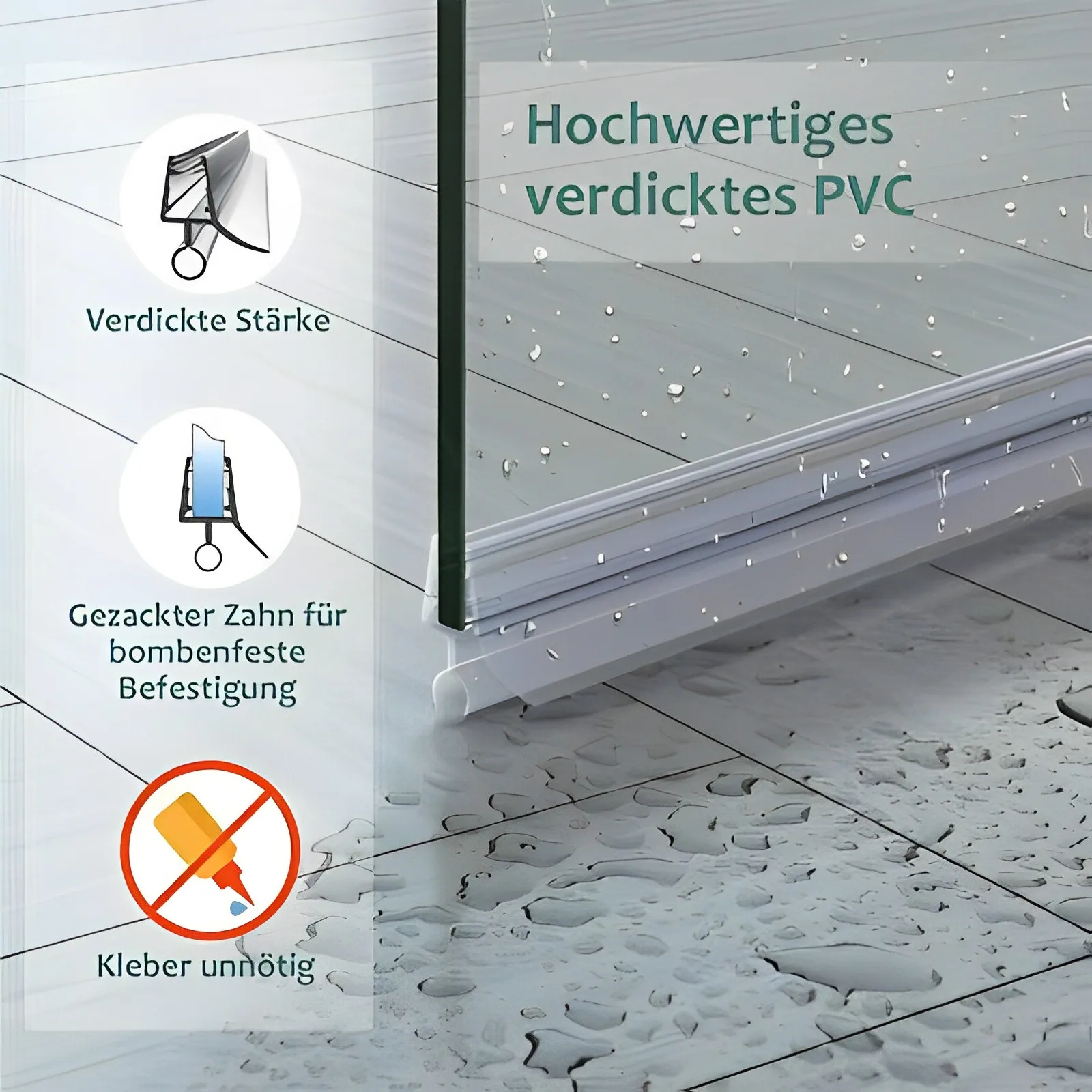 Shower Door Bottom Seal Sweep Glass Door Seal Strip Stop Shower Leak 2pcs 50cm Replacement Weatherstrip Water Deflector Bathroom