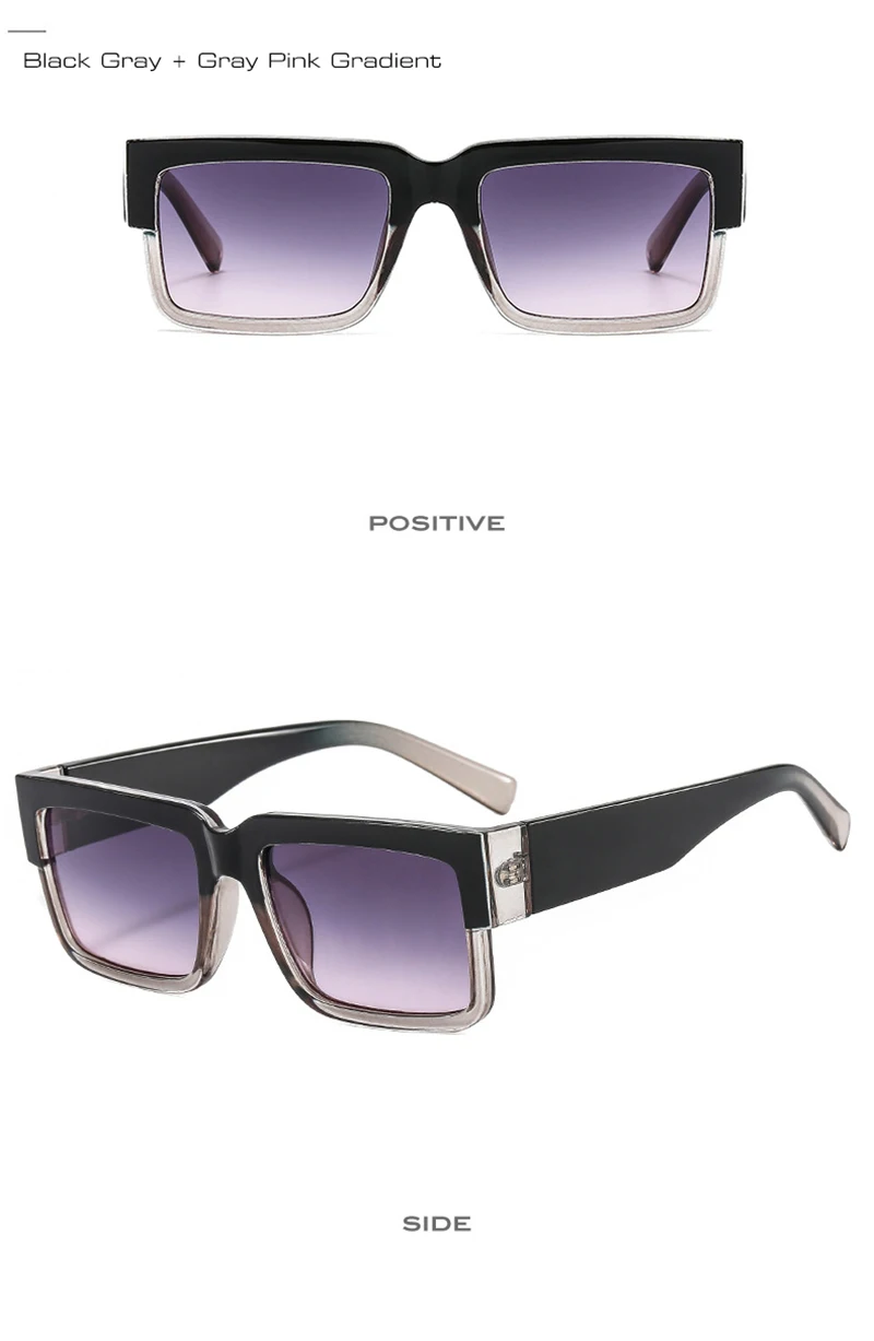 Retro vierkante zonnebril voor heren en dames gradient uv400_voghion.com