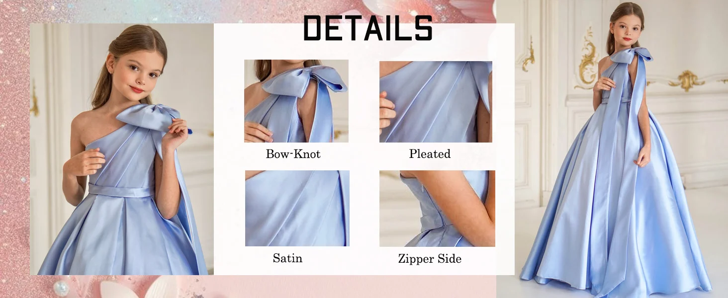 Vestido de desfile para niñas, vestidos de satén para niñas de flores para bodas, vestido de primera comunión para niñas pequeñas