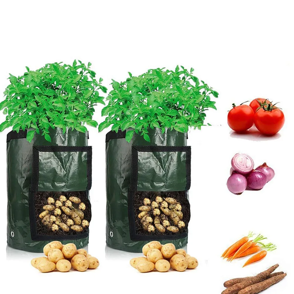 

Potato Grow Bag PE Vegetable Grow Bags With Handle Thickened Growing Bag Vegetable Onion Plant Bag Outdoor Garden Pots