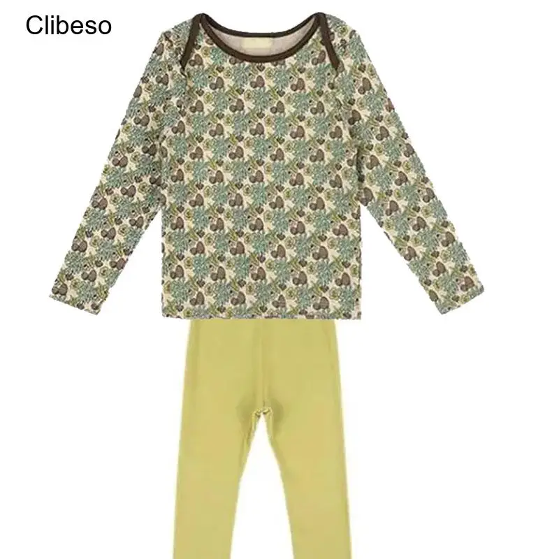 

2024 Clibeso Sister and Brother Matching Pajamas for Kids Sleeping Clothes Sets for Children Winter Autumn Toddlers Nightclothes
