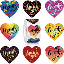 

500 Pcs Heart-shaped Thank You Stickers Seal Labels Festival Gift Decoration Business Thank Customer Label Stationery Stickers