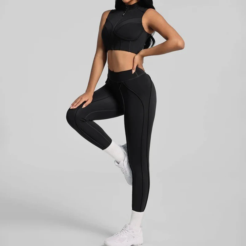 “Ayla” Zip Up Vest and Leggings Activewear Set - Image 5