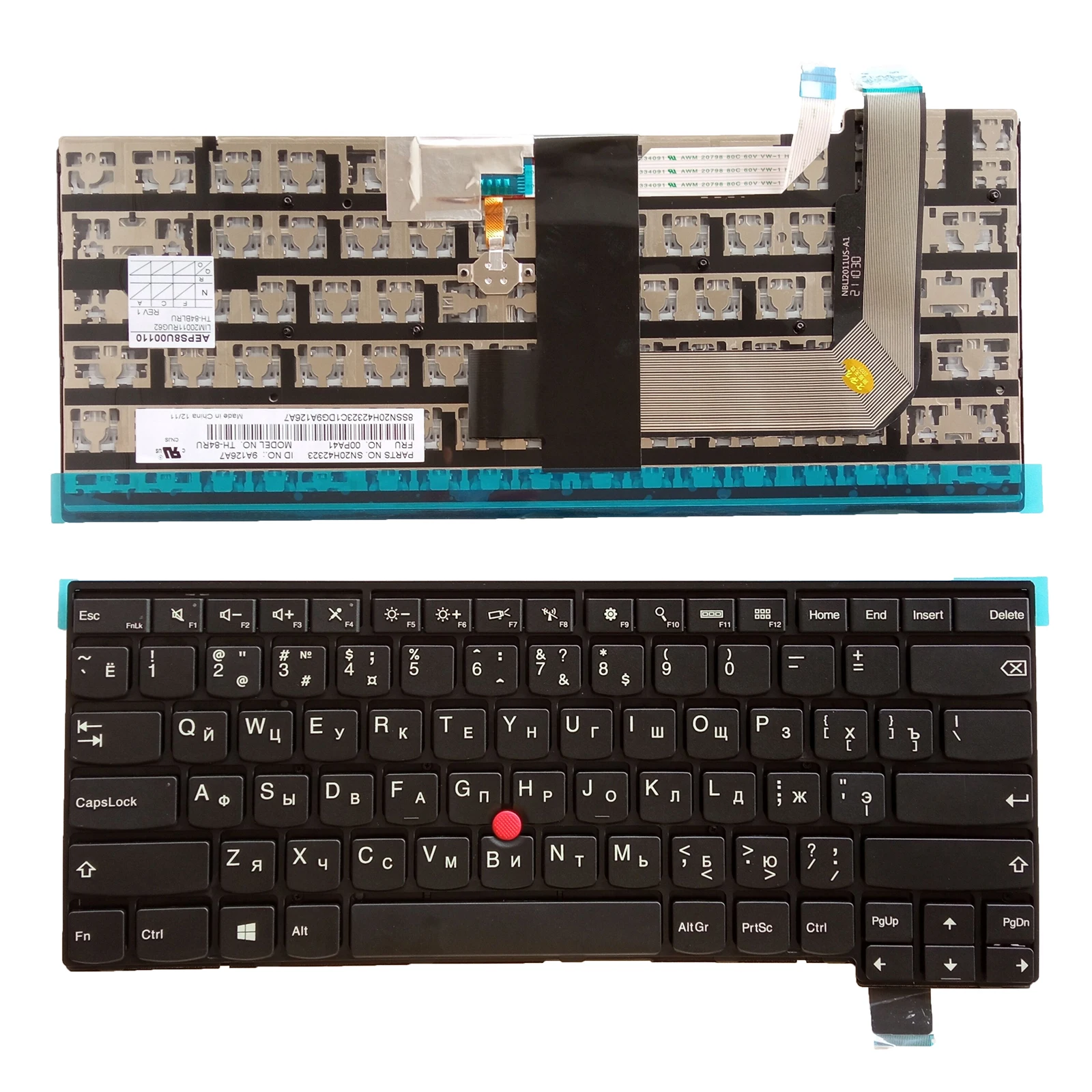 Tastiera Russa Ru Per Thinkpad T470S, 13 Gen 2, T460S, 13 Gen 1, Cornice Nera