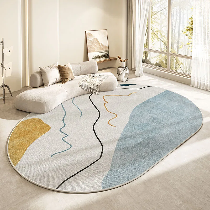 Living Room Carpet Oval Shape Living Room Decoration Large Area Carpet Modern Nordic Rugs for Bedroom Home Washable Anti-slip Mat Luxury Lounge Rug