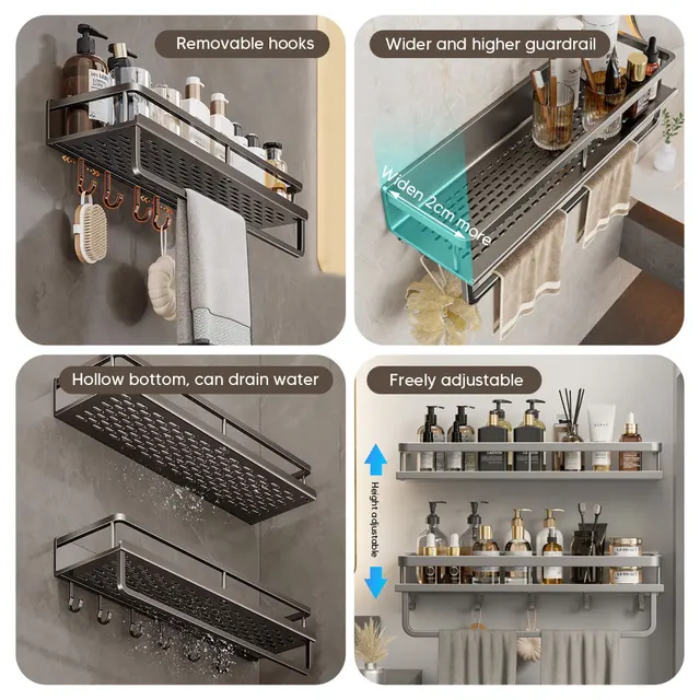 30/40/50CM Mensola da bagno senza punzonatura Porta shampoo Organizzatore per doccia in alluminio senza foratura Mensola per WC Accessori per il bagno 2
