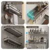 30/40/50CM Punch-Free Bathroom Shelf Shampoo Rack Aluminum Shower Organiser Without Drilling Toilet Shelf Bathroom Accessories 2