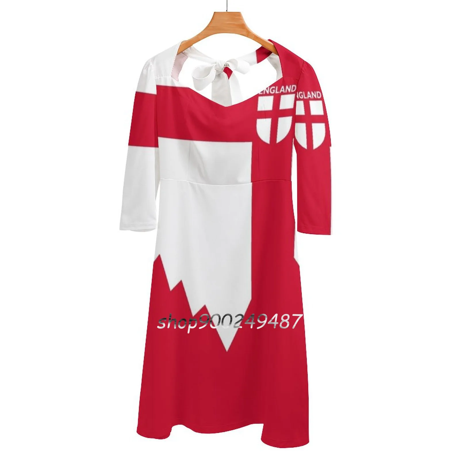 

Женское платье-колокол с квадратным вырезом, красное платье с принтом