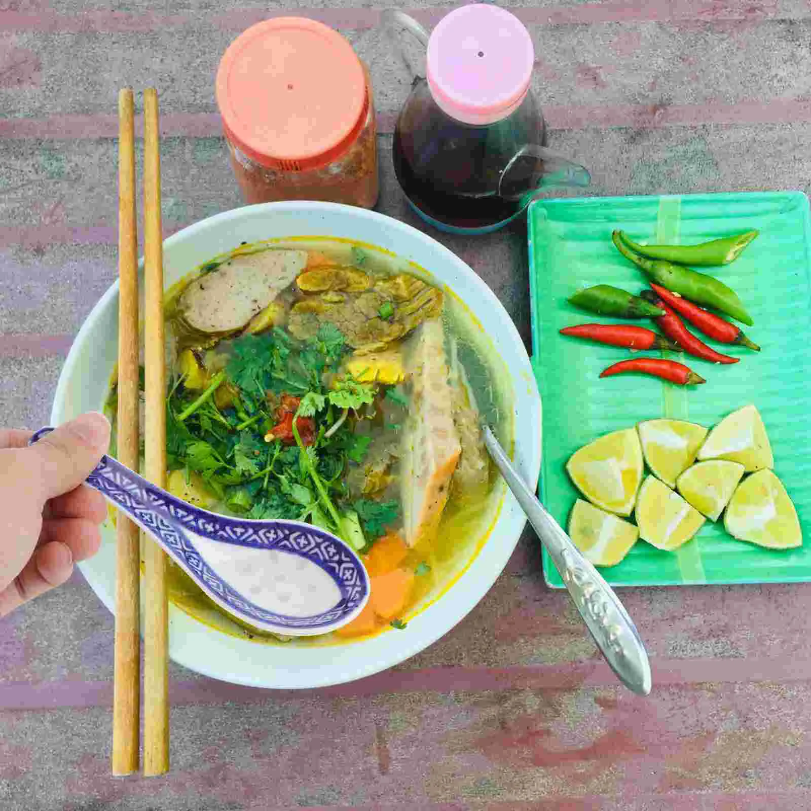 5 Pcs Porcelain Soup Spoon Ceramic Tableware for Dining