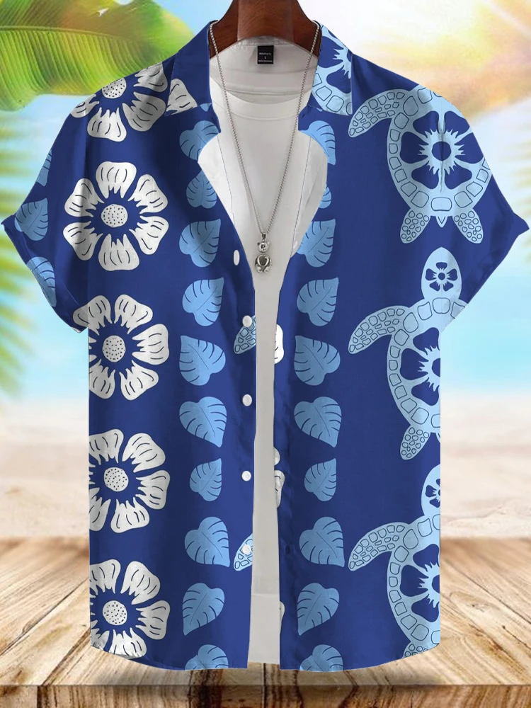 Seaside Hawaiian Style Men's Shirt Summer Vacation Casual Men's Short-sleeved Shirt Outdoor Beach Loose Comfortable Men's Shirt 6