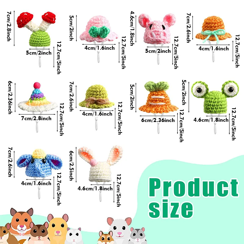 Handmade Knitted Hat Hamster Decoration Chipmunk Guinea Pig Hamster Accessories Toy Supplies Small Pet Hat pet headgear small animal clothes