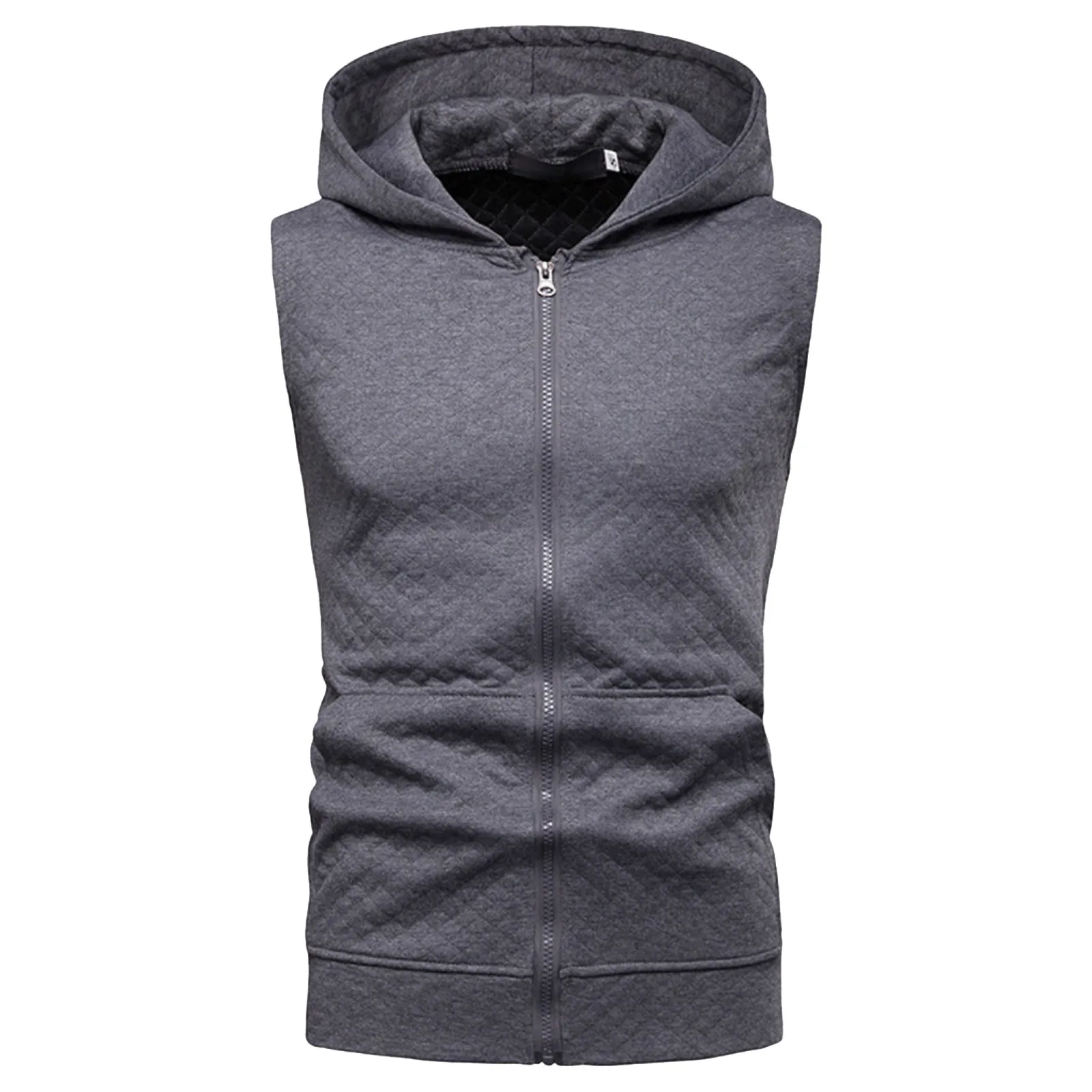 

Mens Vest Waffle Zip Up Hooded Sleeveless Solid Cardigan Tops Spring Summer Fit Hoodies Gym Sports Bodybuilding Sweatshirt Male