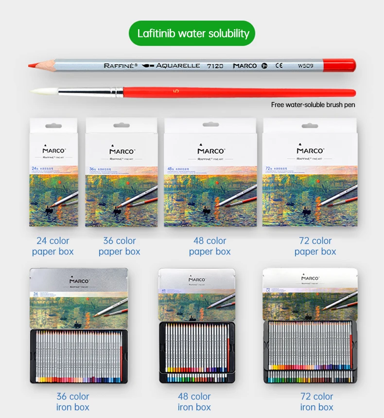 

24/36/48/72 Marco Raffine Fine Art Watercolor Pencil Drawing Sketches Mitsubishi Water-Soluble Secret Garde Color Pencil School