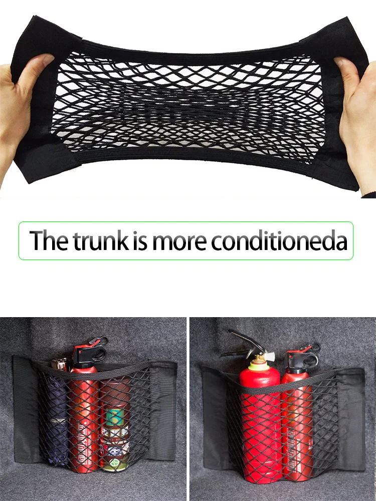 Car Back Rear Mesh Trunk Seat Elastic String Net Magic Sticker