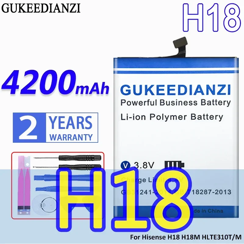 

High Capacity GUKEEDIANZI Battery H18 4200mAh For Hisense HLTE310T/M HLTE310M H18M H 18 Mobile Phone Batteries