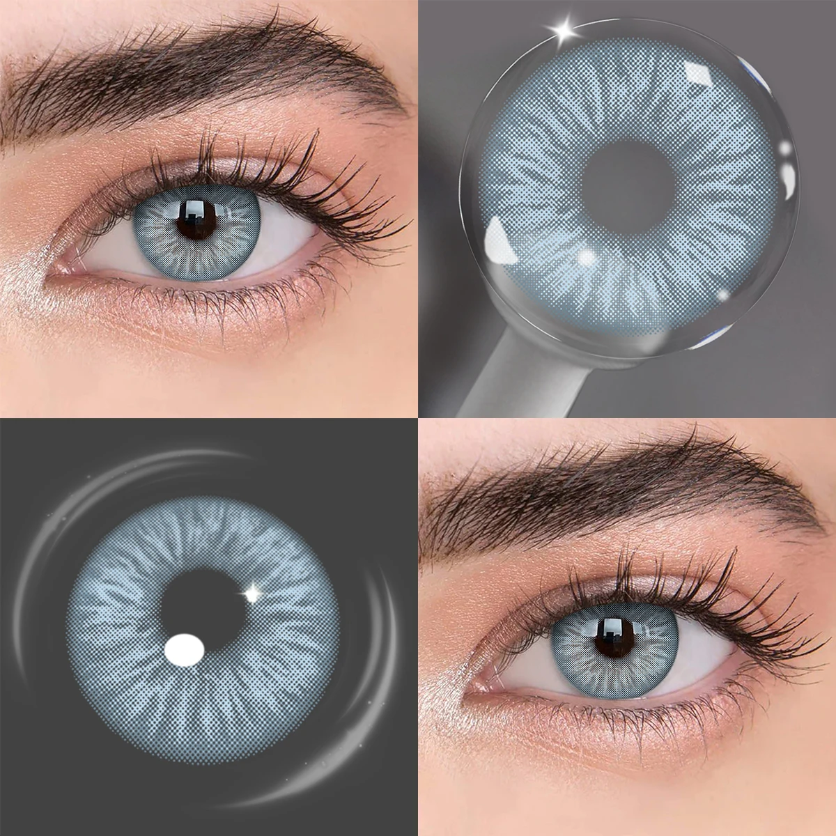 VISUASHOW Twinkle Black Colored Contacts for Natural Eye Beauty and Daily Makeup