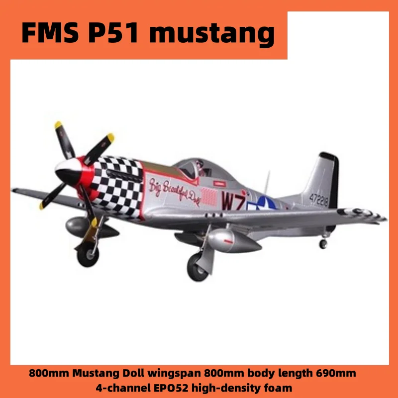 Fms Rc 800Mm Mini Warbird P51 P-51 Mustang V2 Big Beautiful Doll 2S 4Ch Pnp Rc Aereo Epo Scala Modello Aereo Avion