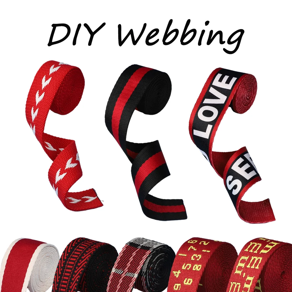 

5/10/20/50Yards 38mm Canvas Ribbon Red Series High-Density Fabric Exquisite Embroidery Durable Crafts For Belt Bag Accessories