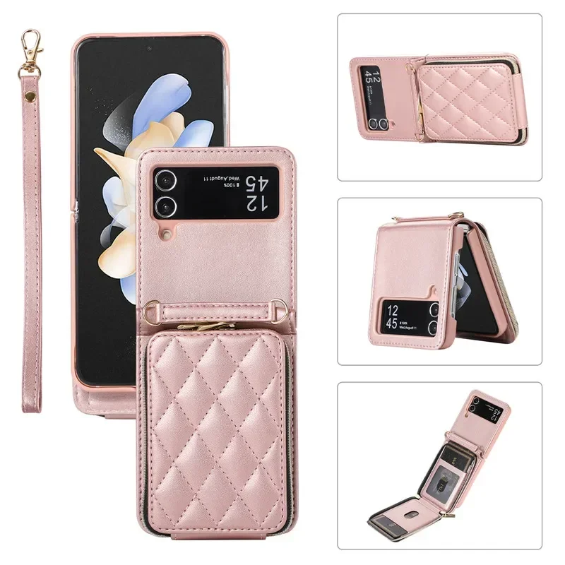 Luxury Crossbody Lanyard Leather Wallet Phone Case with Wrist Rope and Flip Stand