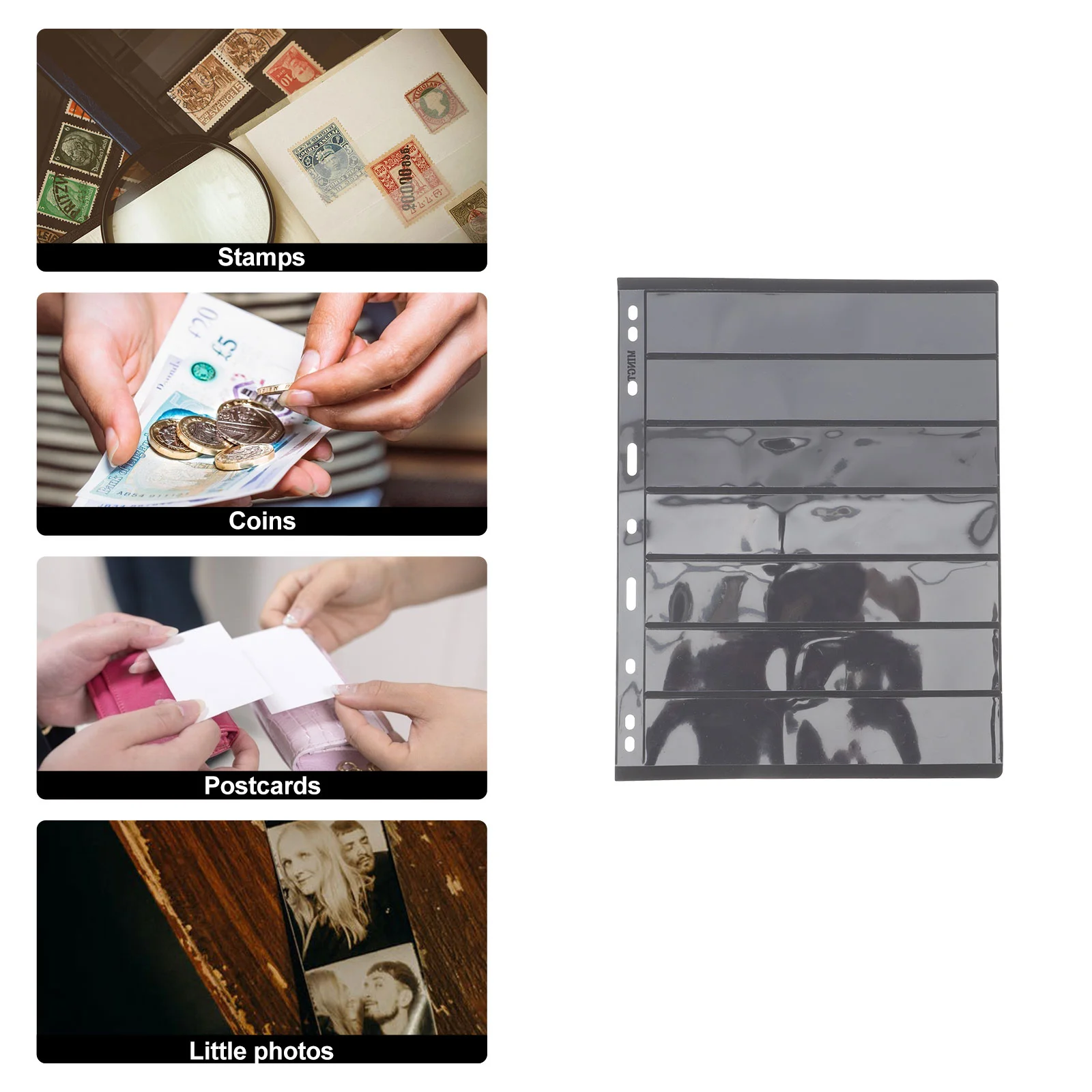 Stamp Album Coin Storage Holder Cards Collectors Stock Pages Stamps Collecting Supplies Seven Rows Photobook