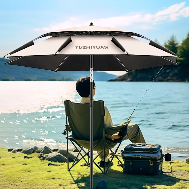 Parapluie ombrage pêche renforcé réglable - Perche flexible et tissu double couche respirant