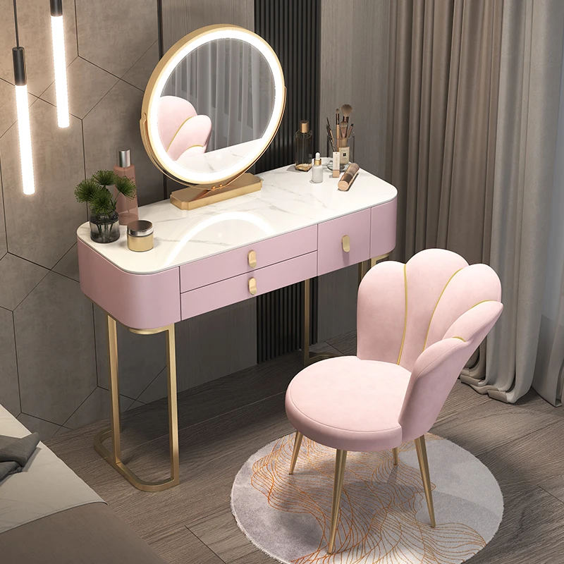 

Elegant Vanity Table Marble Professional Living Teenager Black Stool Classic Dressers Minimal Komody Multifunction Accessories