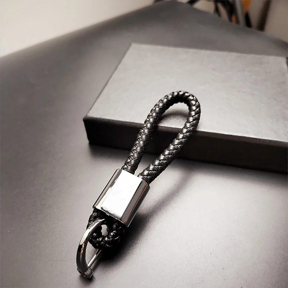 Premium Braided Metal Leather Keychain - Elegant Car Key Holder and Gift