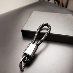 Premium Braided Metal Leather Keychain - Elegant Car Key Holder and Gift (For Fiat)