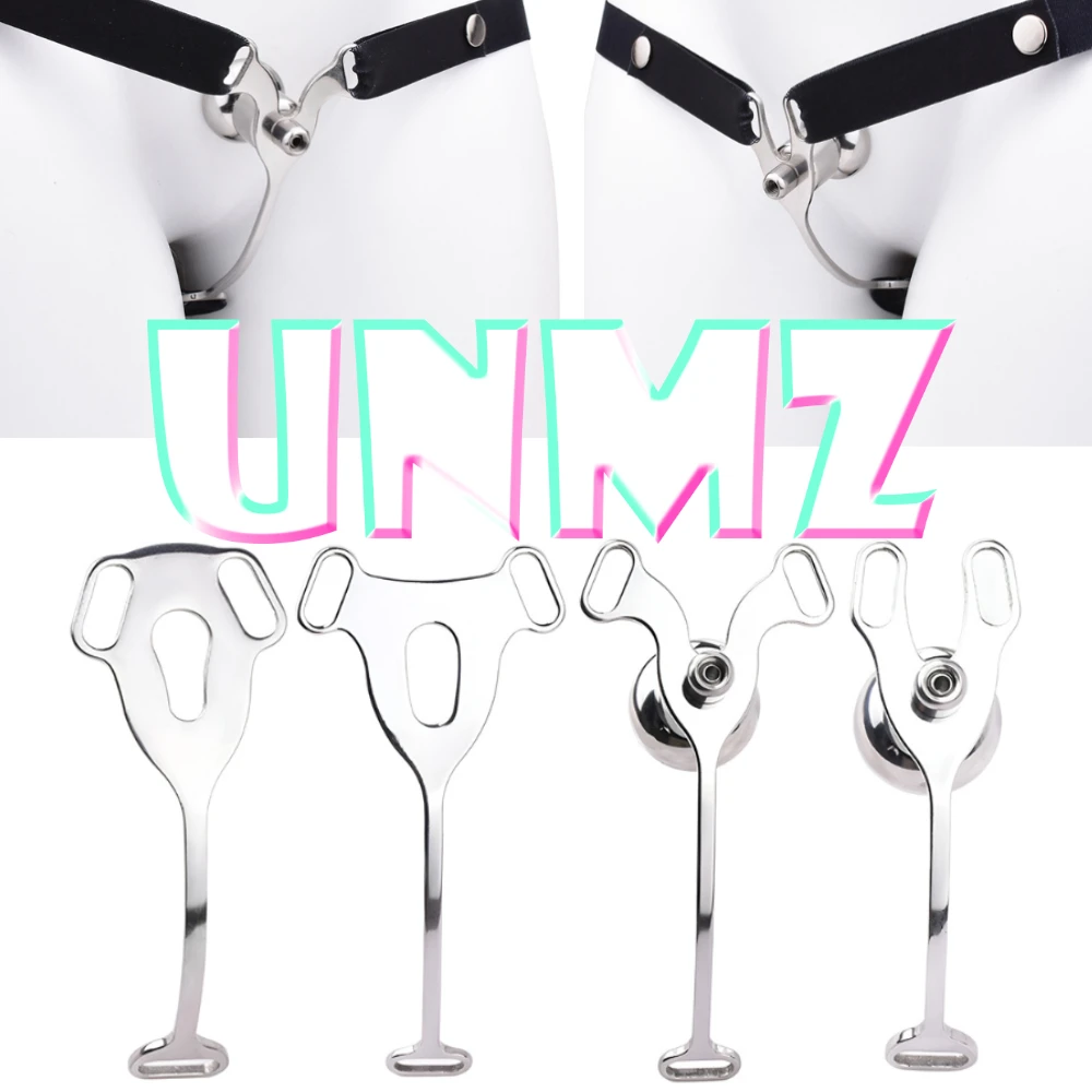 UNMZ Male Erotic Toys Stainless Steel Imitation Cage Sheet Flat Negative Negative Chastity Lock Belt Set Hidden Penis Sissy COS