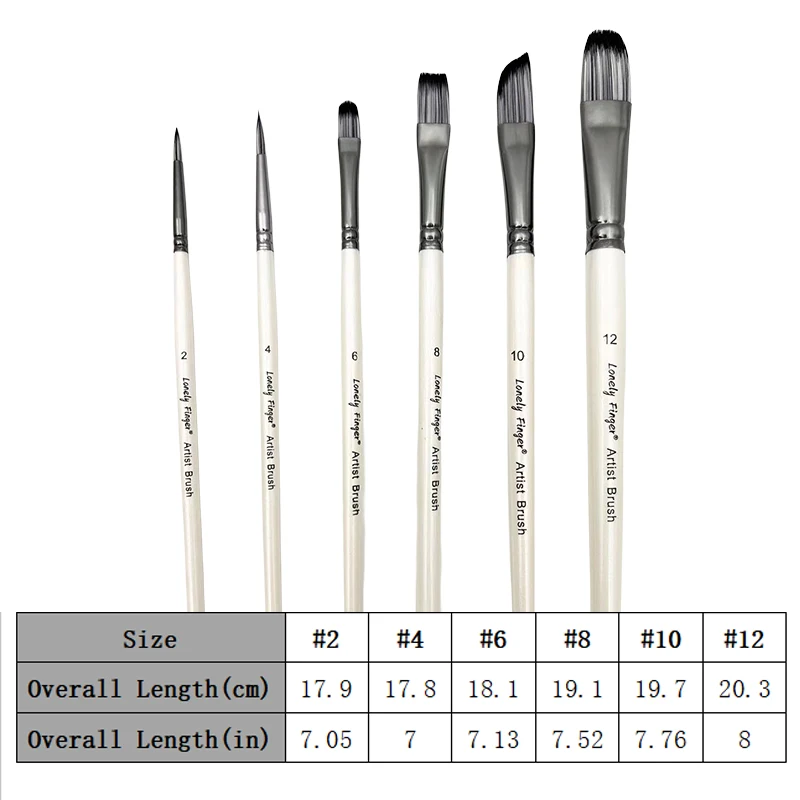 6pcs Acrylic Paint Brushes Set for Acrylic Oil Watercolor Gouache Artist Professional Painting Kits with Synthetic Nylon Tips 2