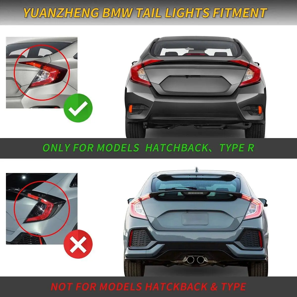 Luces Traseras LED Ahumadas Para Honda Civic Sedán 2016-2021 - Juego Completo Izquierda Y Derecha