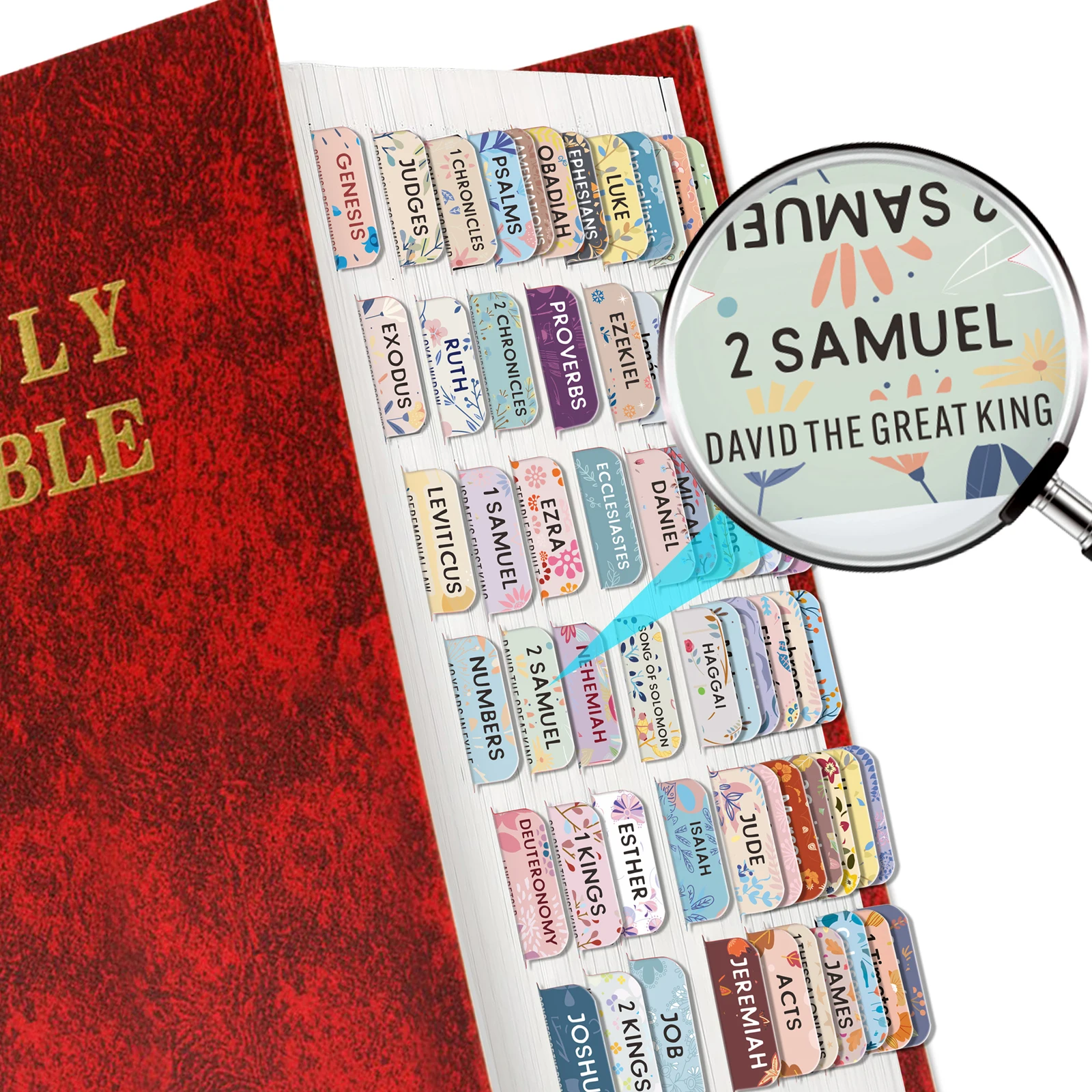 75pcs Bible Tabs Pastel Bloom Soul Nourishing Book Summaries