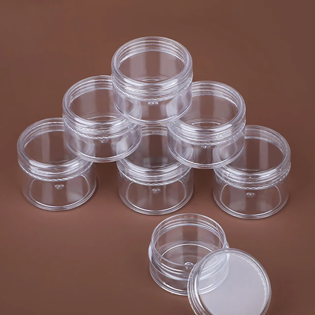 50 pz 20g 15g 10g 5g 3g Vaso di Crema Vuoto Contenitori Cosmetici Portatili di Plastica Trasparente Ombretto Balsamo per le labbra Bottiglie di Campione 1