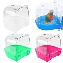 Hanging Bird Bath Cube Parrots Bathtub Bath Shower Box Cage Accessory for Little Bird Canary Budgerigar Cockatiel Lovebird
