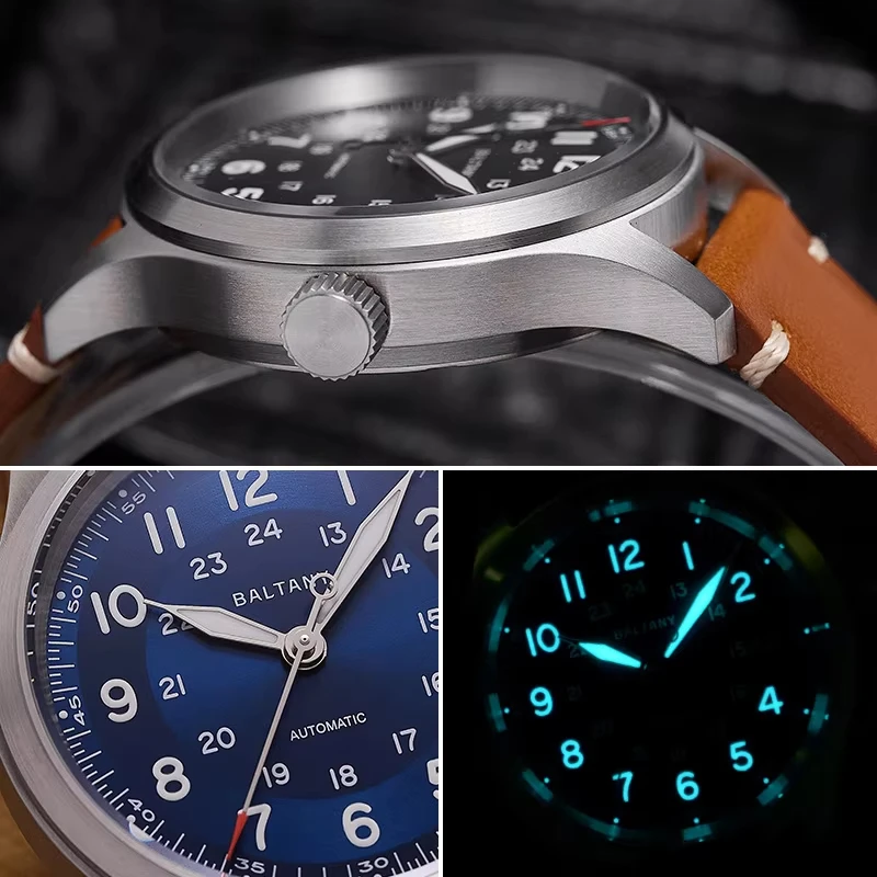 Baltany Military Field Men Mechanical Wristwatches S2049 Nh35 Automatic Sapphire 100m Waterproof Calendar Indicator Men's Watche, Alina Gadgets
