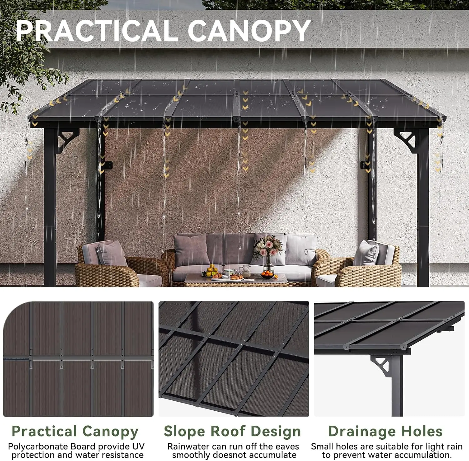 Large Wall-Mounted Patio Gazebo 6