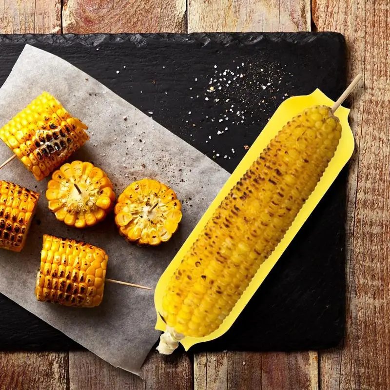 Corn Cob Dishes 10pcs Corn Dishes Skewers Prongs Hot Dog Meat Forks BBQ Dish Plate Dessert Fruit Tray Kitchen BBQ Gadgets