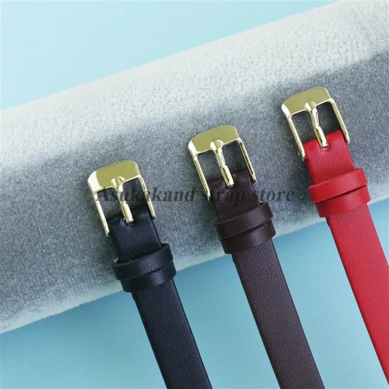 รูปสินค้า สายนาฬิกาหนังยืดหยุ่น ปรับได้ 3 ขนาด สีดำ หัวเข็มขัดทอง