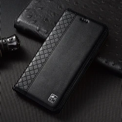 Napa Genuine Leather Business Phone Case Cover for Xiaomi 14 (Black)