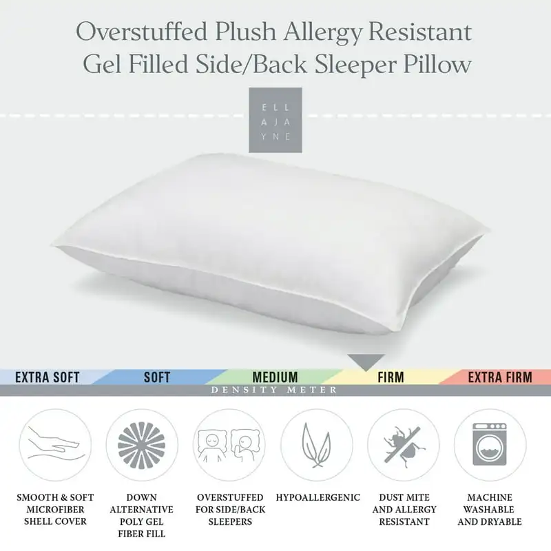 

Plush Firm Allergy-Resistant Down Alternative Side/Back Sleeper Pillow - Standard