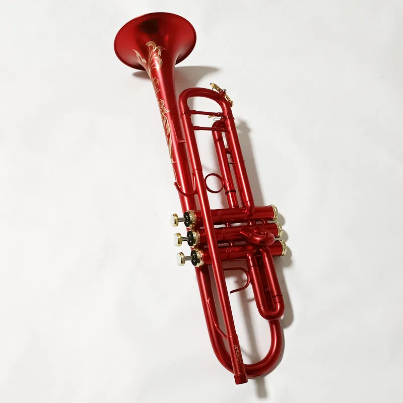 Hot Sell LT180-37 Bb Small Trumpet Matte red Key Professional Music Instruments with case