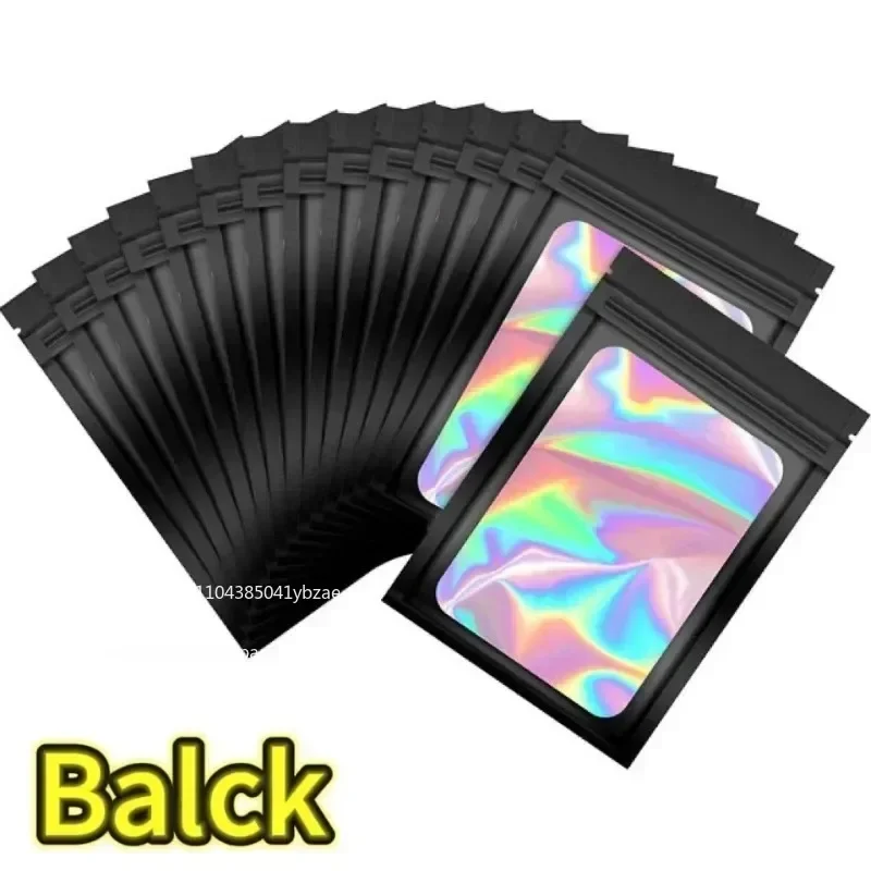 Druckverschlussbeutel, 100–500 Stück, holografische Beutel, Geschenktüten mit Reißverschluss, Kunststoff, schillernde Aufbewahrung, Reißverschluss-Verpackungsbeutel für Ohrringe, Schmuck – Detail 9